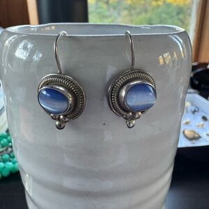 Elegant Silver and Blue Stone Earrings